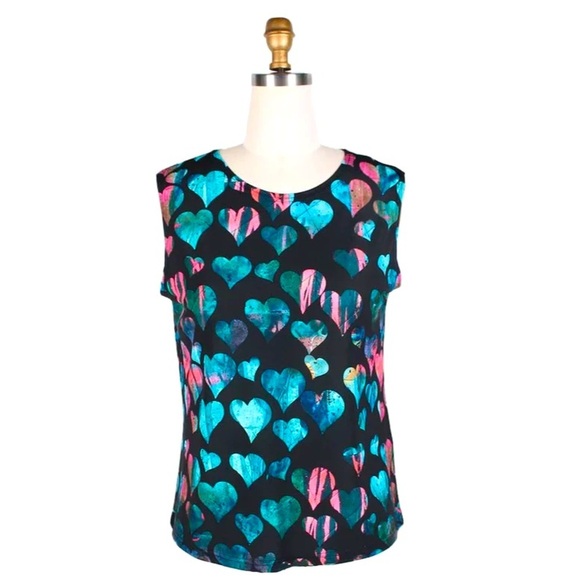 Damee Denim Pattern Sheer Jacket with Heart Undershirt - Picture 3 of 4